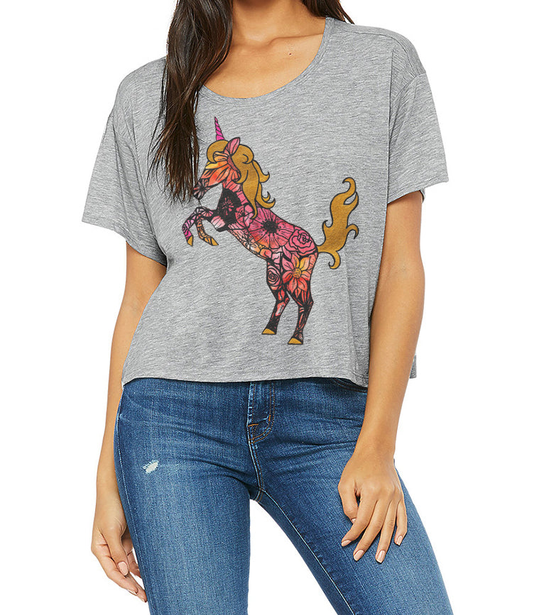 Tatted Unicorn Cropped T-Shirt