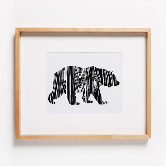 Wood Grain Bear Print