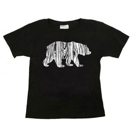 Wood Grain Bear On Black Toddler T-Shirt
