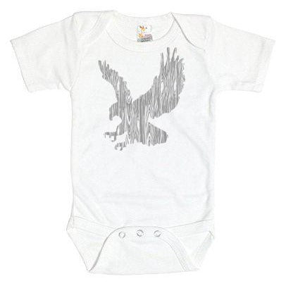 Onesie - "Wood Grain Eagle" (Grey on White)