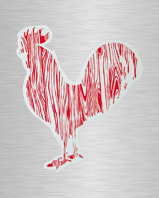 Wood Grain Rooster Vinyl Sticker/Decal