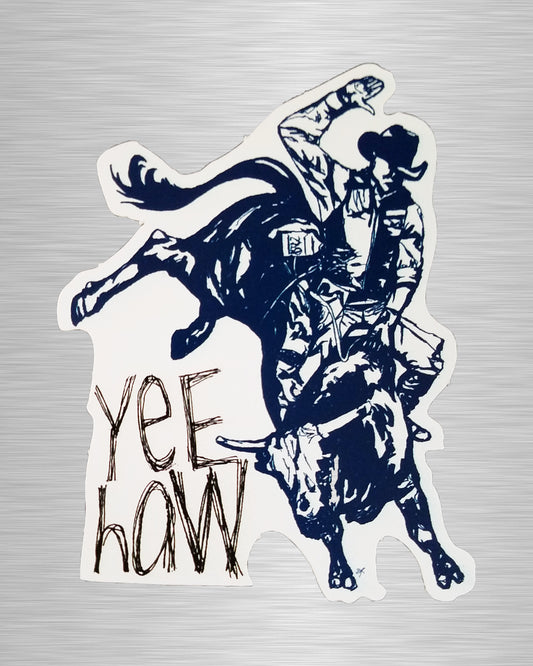 Yee Haw Bucking Bull Vinyl Sticker/Decal